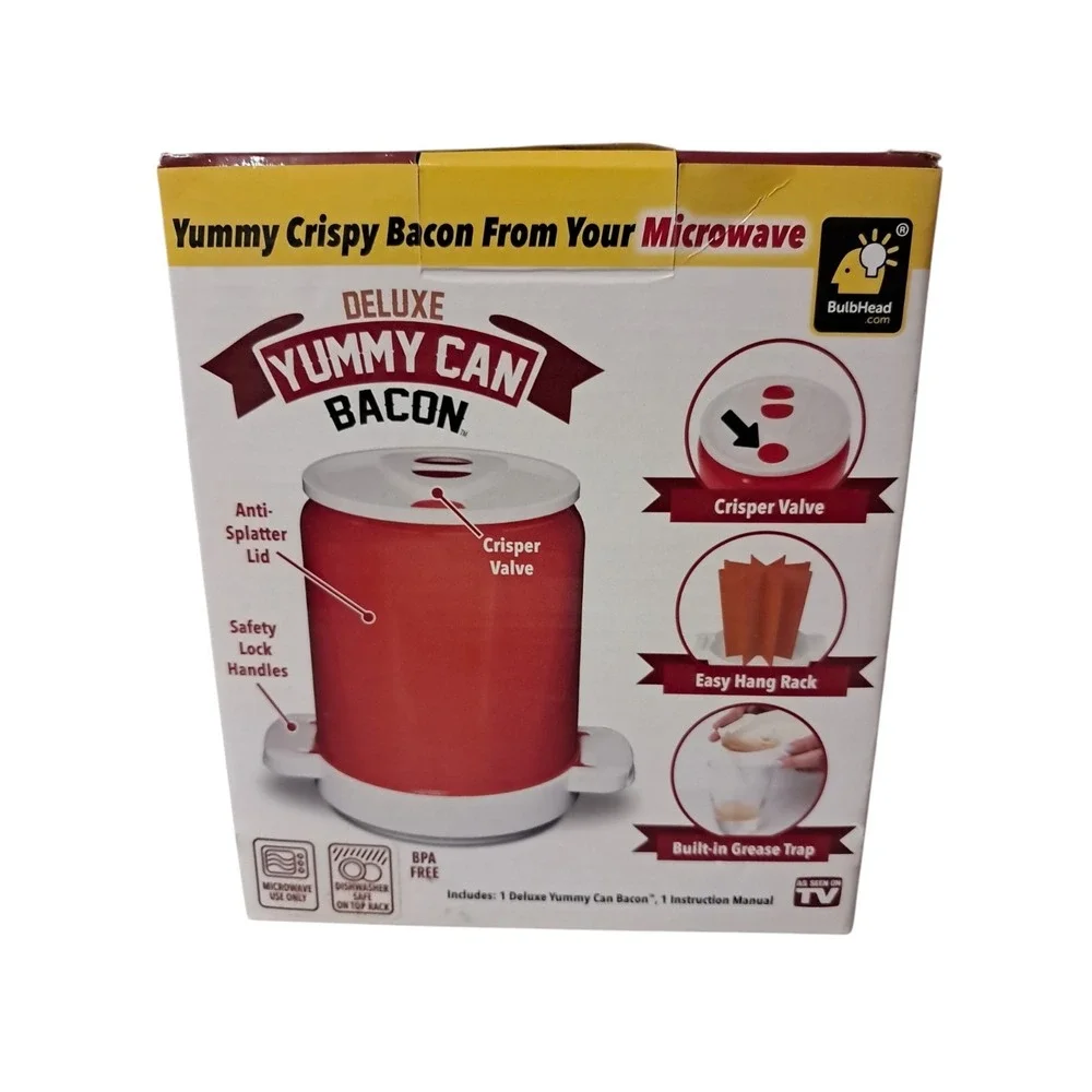 NEW SEALED Yummy Can Bacon Deluxe Microwave  AS-SEEN-ON-TV Makes Crispy